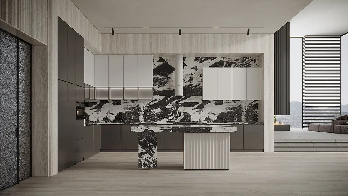 Mobile da cucina moderno a forma di L 1