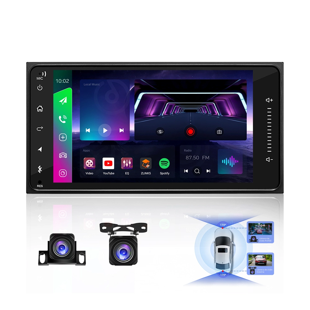 JYT autoradio 2 din Android pour Toyota 7 pouces écran tactile 4G BT5.0 lecteur intégré au tableau de bord Android Auto et CarPlay multimédia vidéo 1