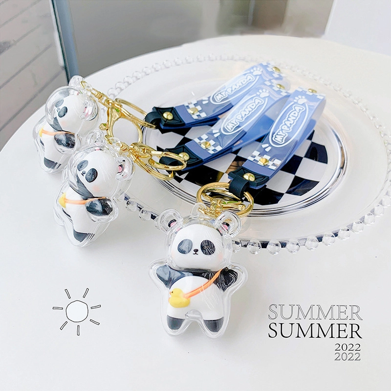 Silicone bear pendant papa panda cute series outing panda hand rope keychain accessories RANHONG 1