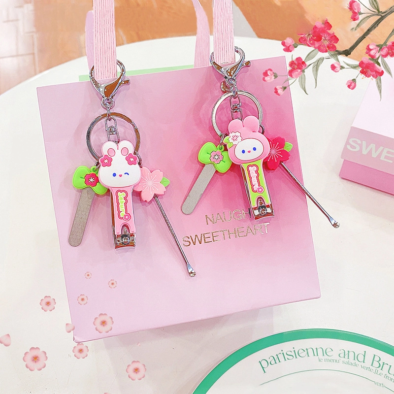 Pendant Delicious White Rabbit Sakura Picnic IP Series Sakura Pact Nail Clippers Keychain Accessories RANHONG 1