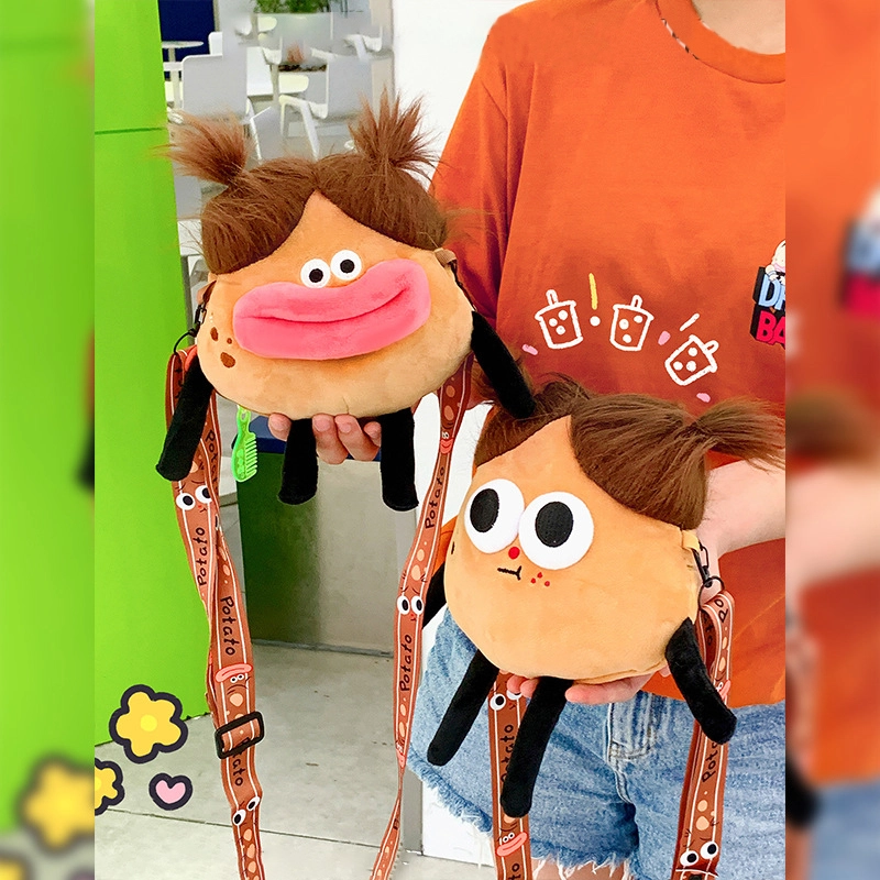Velvet Shoulder Storage Bag Fried Potato Boy Series Potato June Crossbody Bag Small Gift RANHONG 1