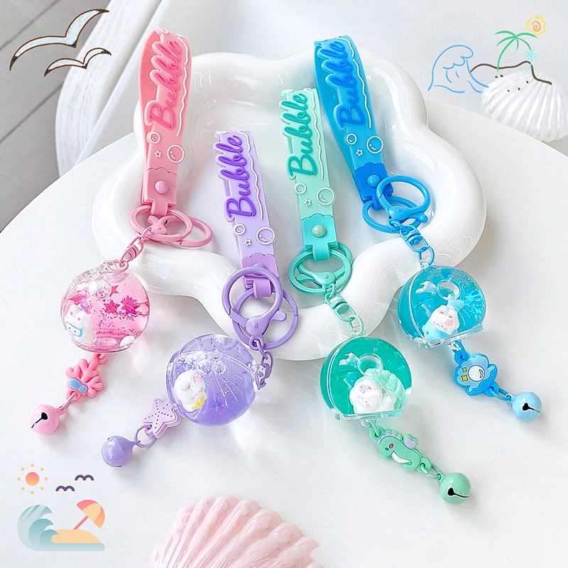 Star rabbit sea series white rabbit ocean diary wind chime into the oil hand rope keychain accessories RANHONG 1