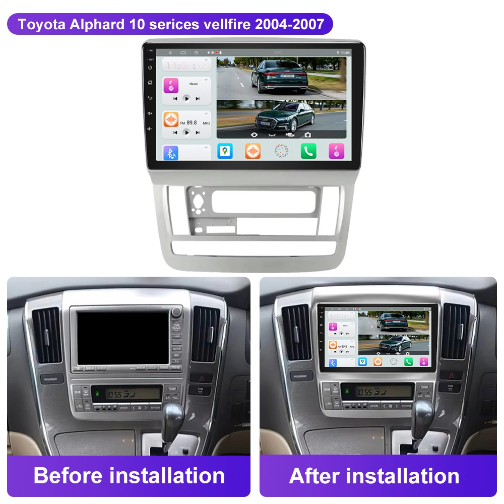JYT 9 дюймов 8 ядер 4G Android Auto Carplay 2 Din автомобильный стерео DVD-плеер для Toyota Alphard 10 serices vellfire 2004-2007 рамка 1