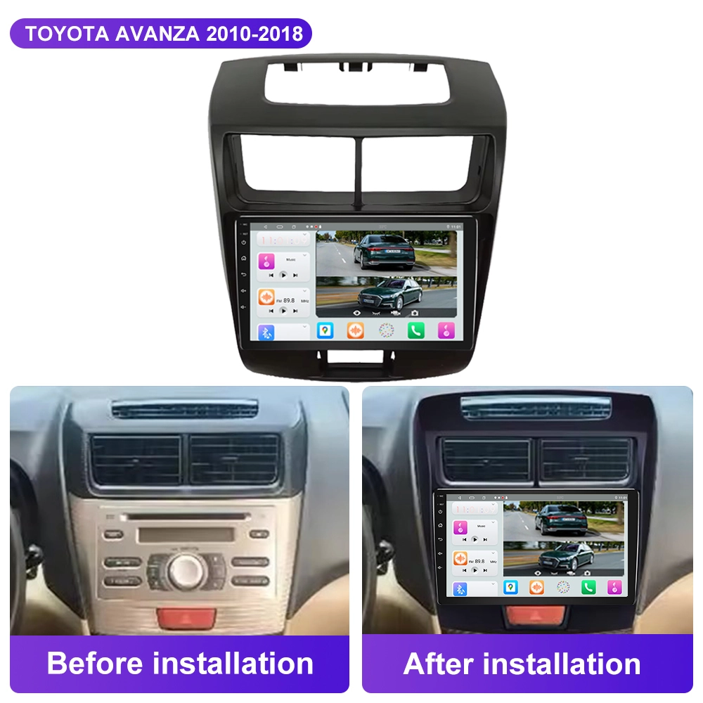 Jmance 汽车收音机音频框架汽车内饰配件 GPS 导航框架适用于丰田 Avanza 2010-2018 9 英寸黑色汽车音响 1
