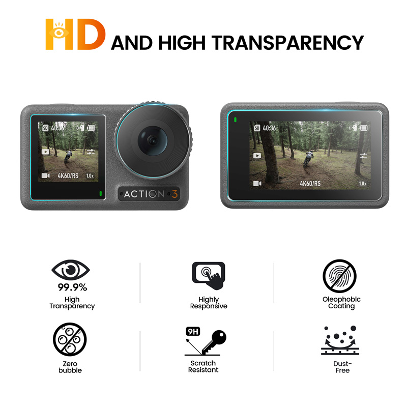 Película de vidrio templado STARTRC para DJI Action 3 （2 juegos） 3