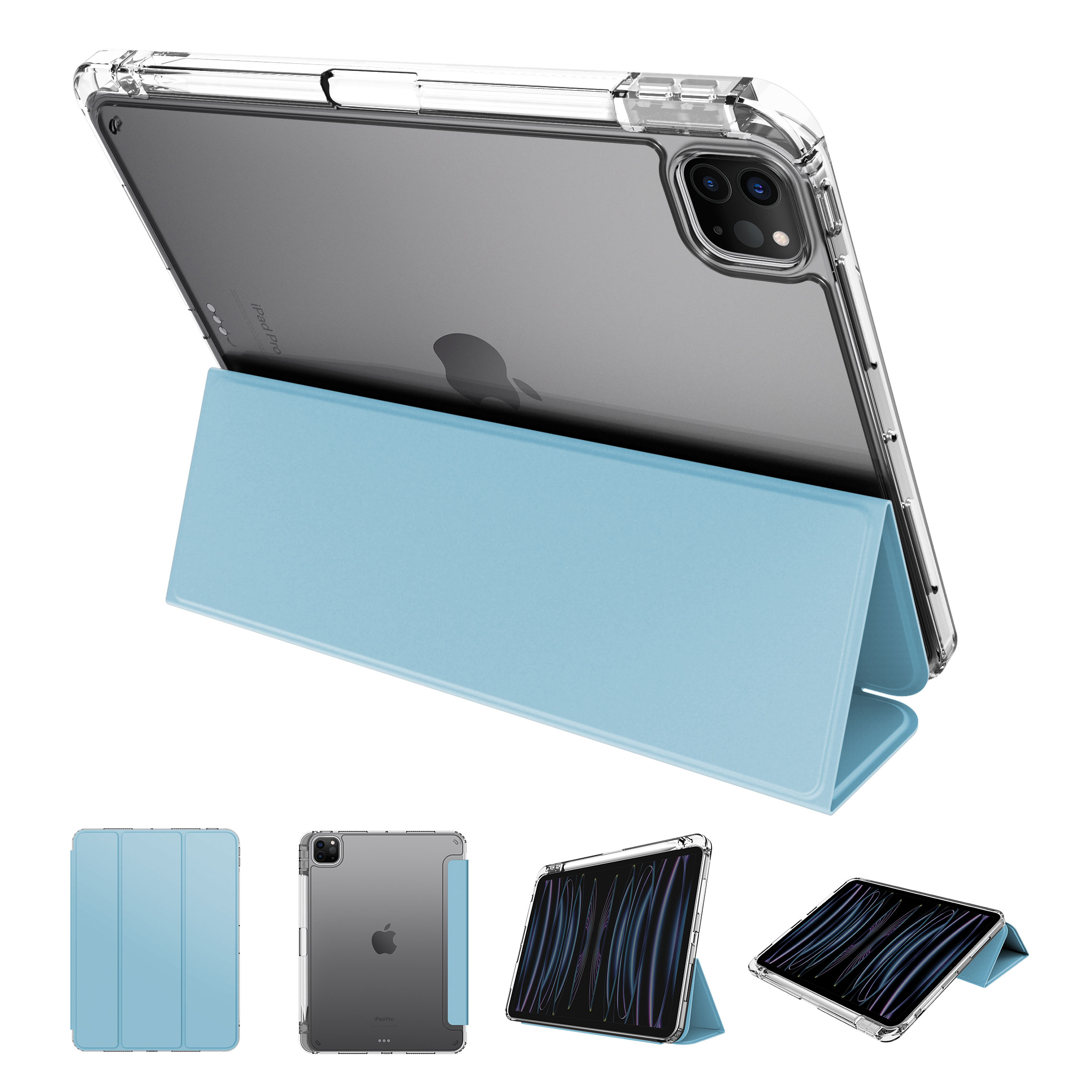 Étui Premium pour nouvel iPad 2024, étui Transparent anti-rayures avec coin de rebond pour iPad Air 11 13 6/5 iPad pro 11, housse en cuir 1