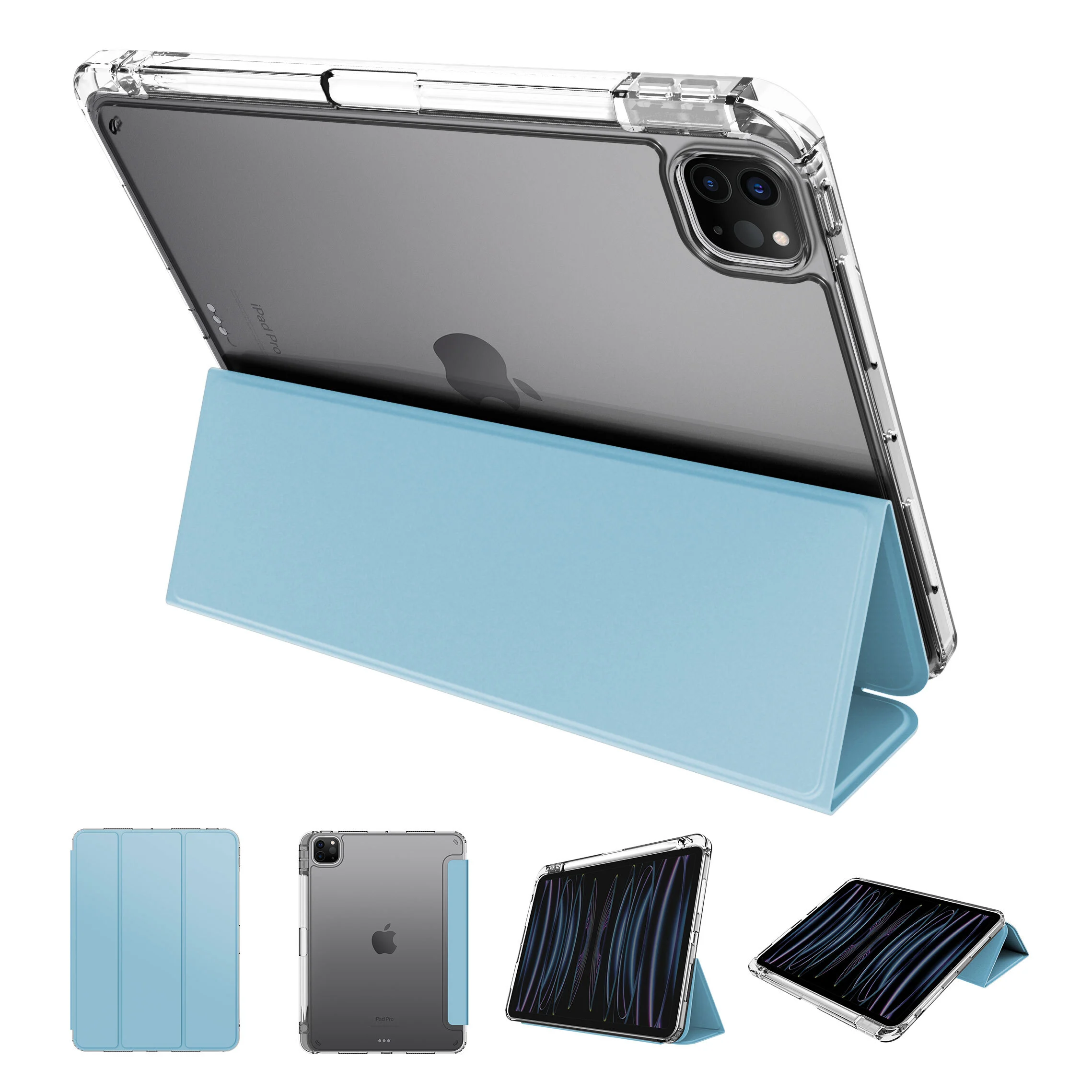 Funda Premium para iPad 2024, transparente, antiarañazos, con esquina de rebote para iPad Air 11, 13, 6/5, iPad pro 11, Funda de cuero 1