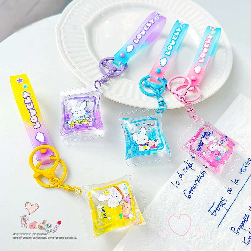 Spring and summer cute series cream fairy tale into the oil hand rope keychain accessories acrylic pendant RANHONG 1