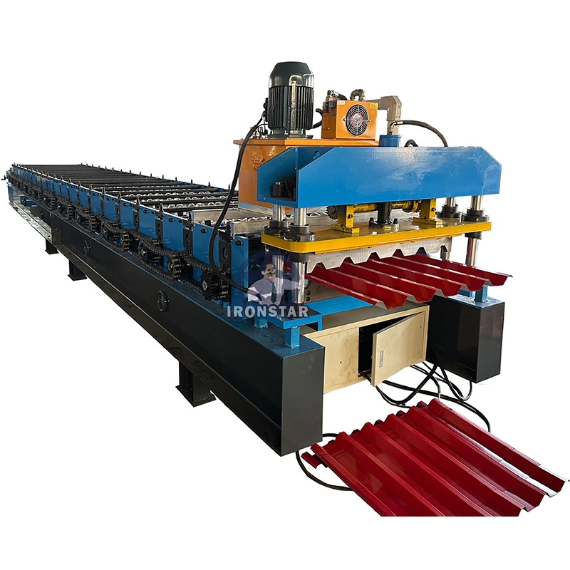 IRONSTAR 980 trapezoidal roof sheet roll forming machine in Brazil 1