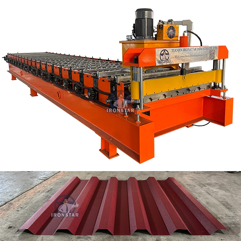 IRONSTAR T35 trapezoidal roof sheet roll forming machine in Kyrgyzstan 1
