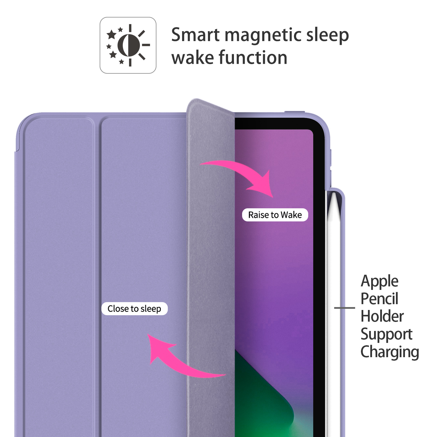 BSCI Factory Auto Sleep Wake Magnetic PU Leather Stand Smart case cover Pencil Holder For iPad Pro 11 for iPad Air 5 2024 9