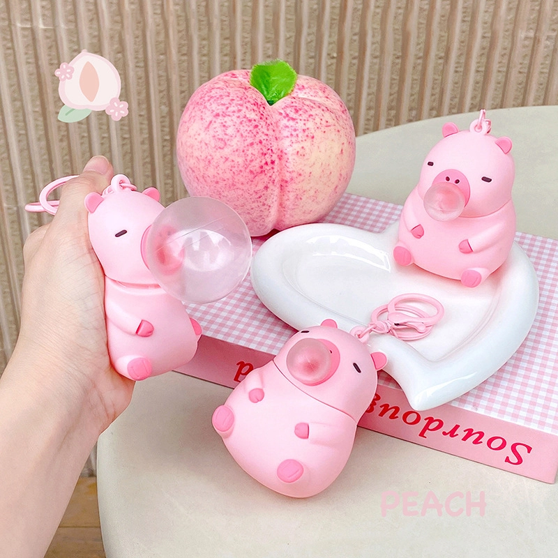 Pink girl heart decompression Momohi dolphin pink pink bubble dolphin blowing bubbles pinch fun keychain pendant keychain RANHONG 1
