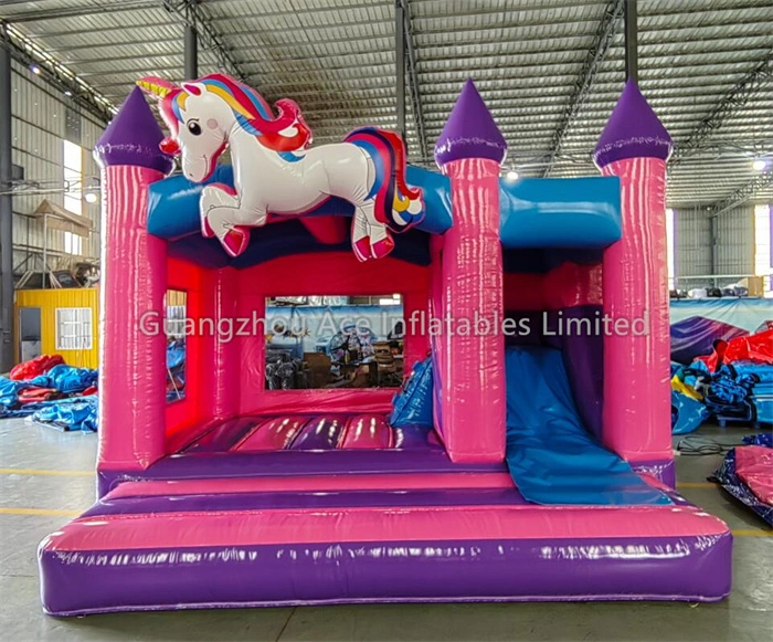 Maison gonflable licorne gonflable, château gonflable combiné avec toboggan pour enfants 1