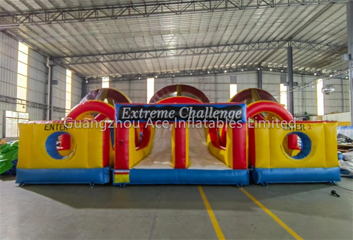 Château gonflable gonflable pour enfants avec toboggan & parcours d'obstacles 1