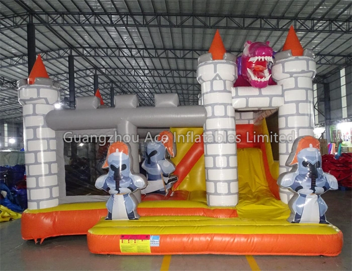 Outdoor Kids Knight Dinosaurier-Hüpfhaus und Rutsche-Kombination – lustiges aufblasbares Schloss für Kinder 1
