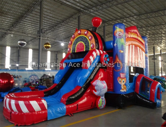 Kids Circus Inflatable Bounce House Combo with Slide Moonwalk 1
