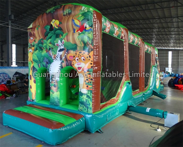 Animal Jungle Inflatable Fun Run Obstacle Course for Kids and Adults 1