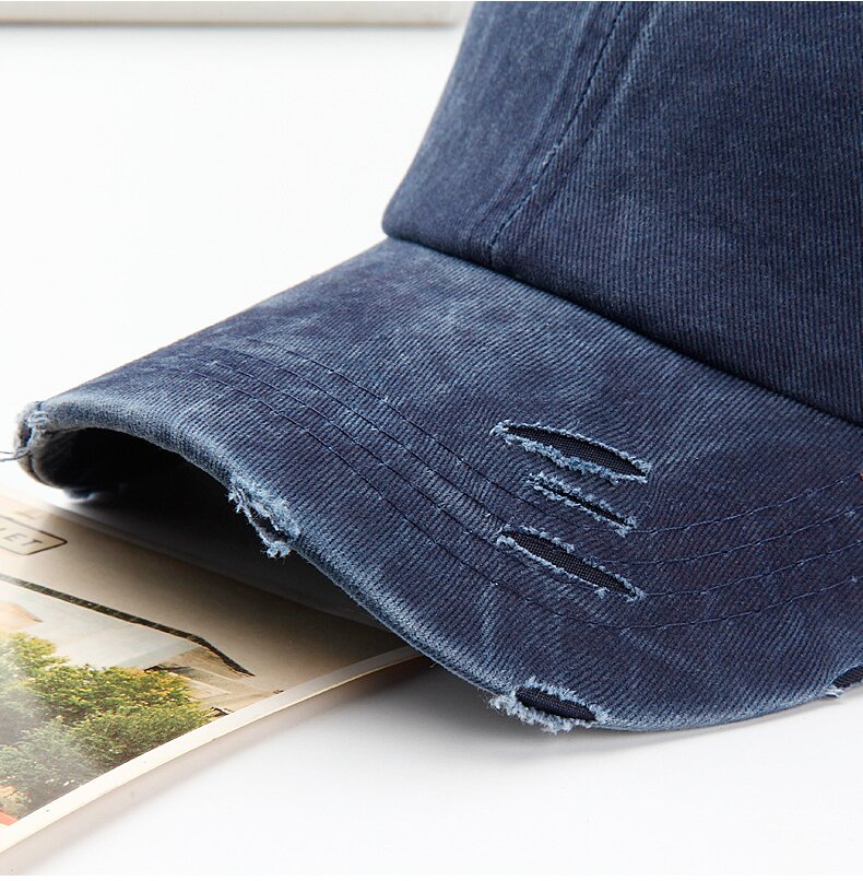 Personalisierte Pferdeschwanz -Baseballkappe - 2025 Neu gewaschene und abgenutzte Pure Cotton Denim Sun Hut 6