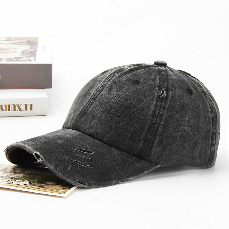 Personalisierte Pferdeschwanz -Baseballkappe - 2025 Neu gewaschene und abgenutzte Pure Cotton Denim Sun Hut 8