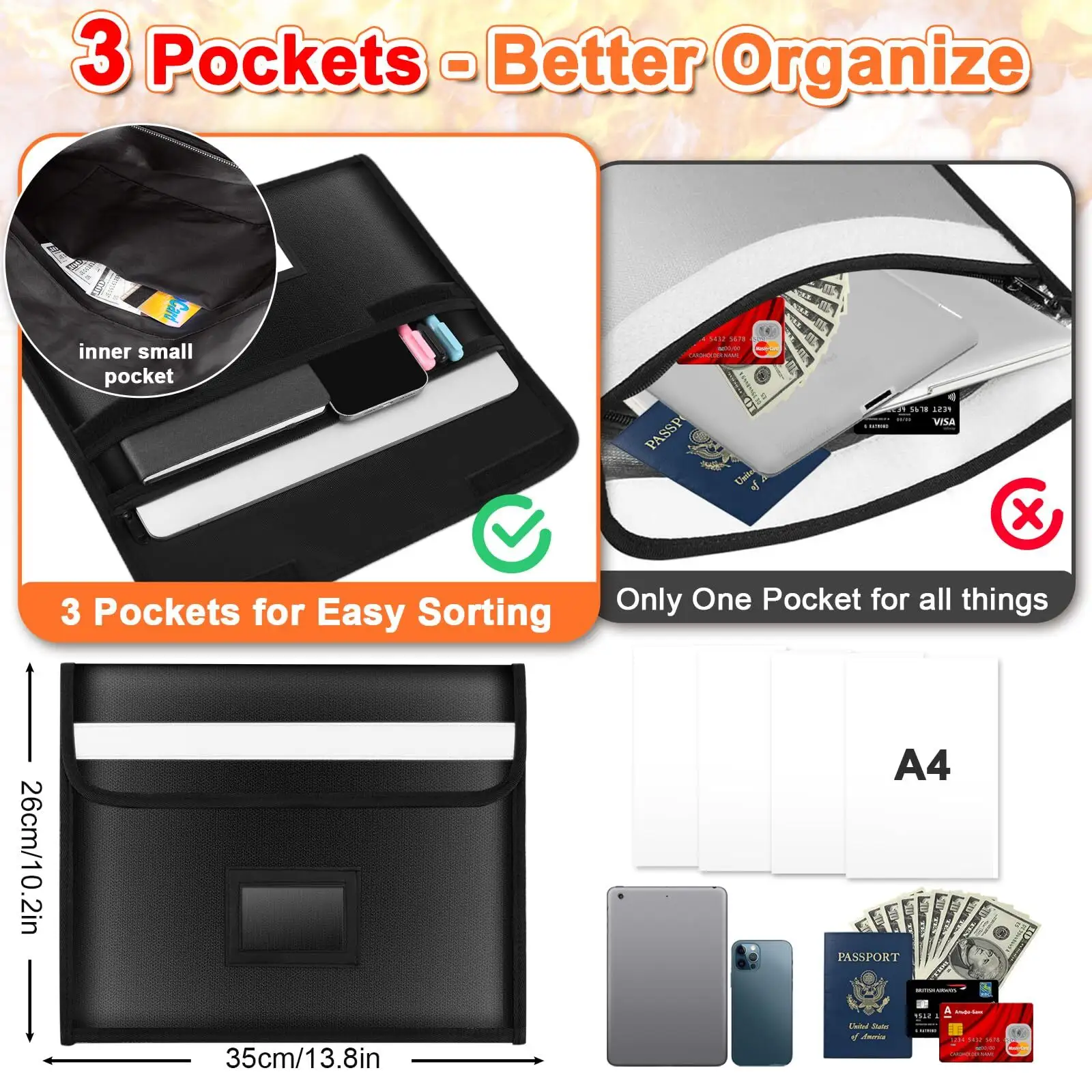 Sanjiu Fireproof Waterproof Document Bag / with Good Price 8