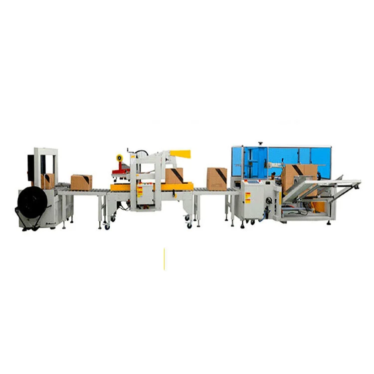 Automatic Horizontal Packer Line Unpacking Sealing Machine For Paper Carton Box Case and strapping machine 1