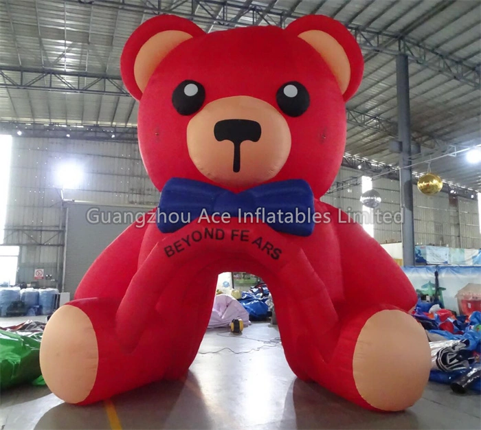 Mascotte gonflable personnalisée d'ours en peluche rouge pour la publicité extérieure 1
