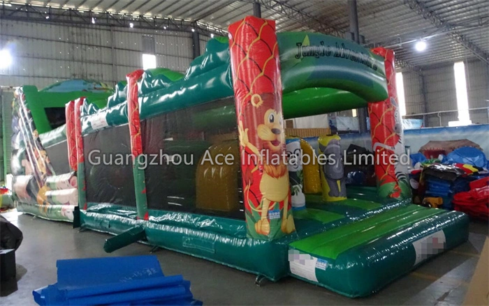 50ft Animal Jungle Theme Inflatable Obstacle Course Fun Run for Kids 1