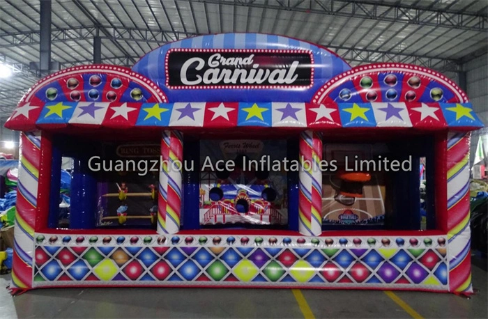 Juego de carnaval inflable personalizado 3 en 1: baloncesto, lanzamiento de aros y lanzamiento de pelota 1