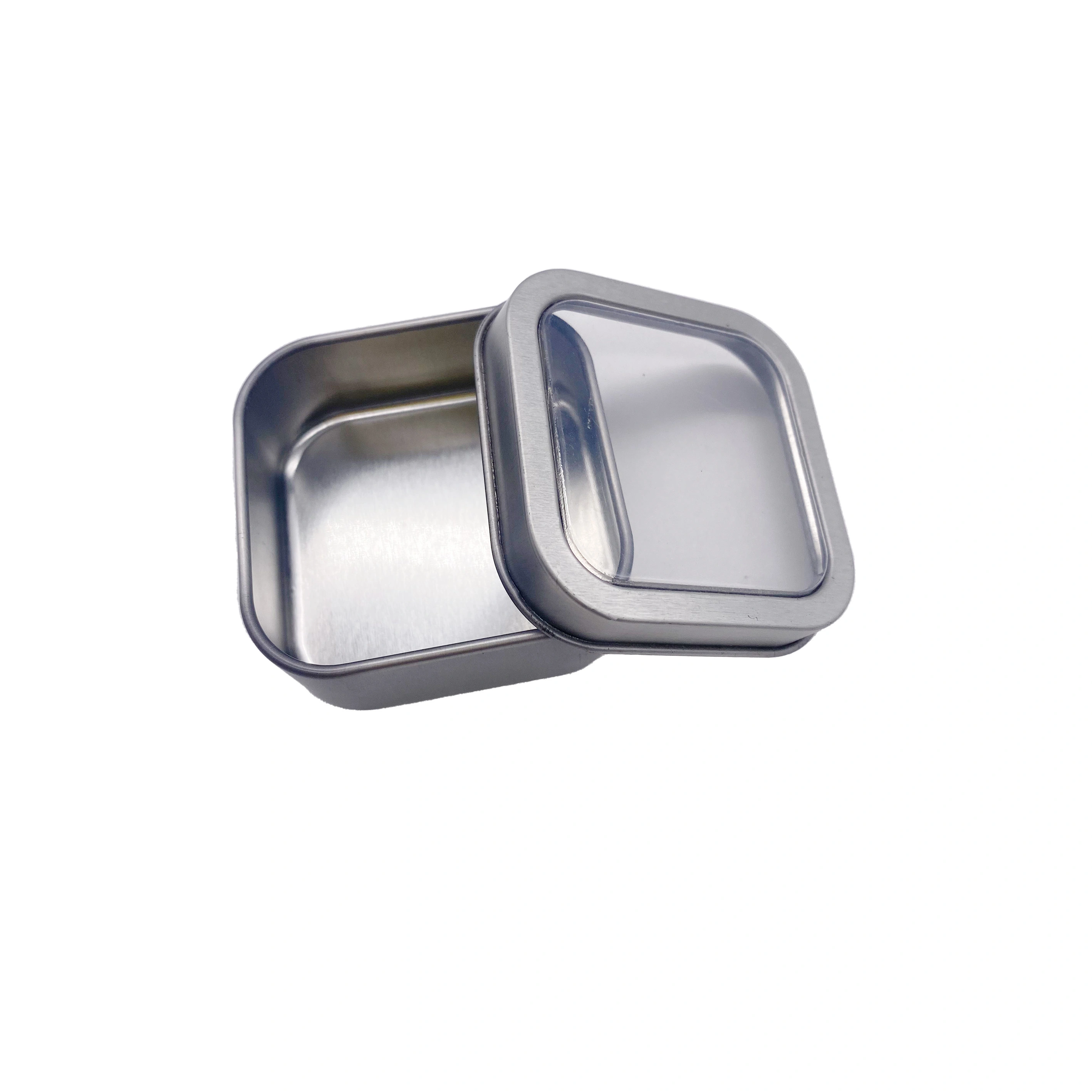 Food Grade Cookie Tea Gift Packaging Metal Tin Can Clear Lid Rectangle Tin Gift Box With Window 1