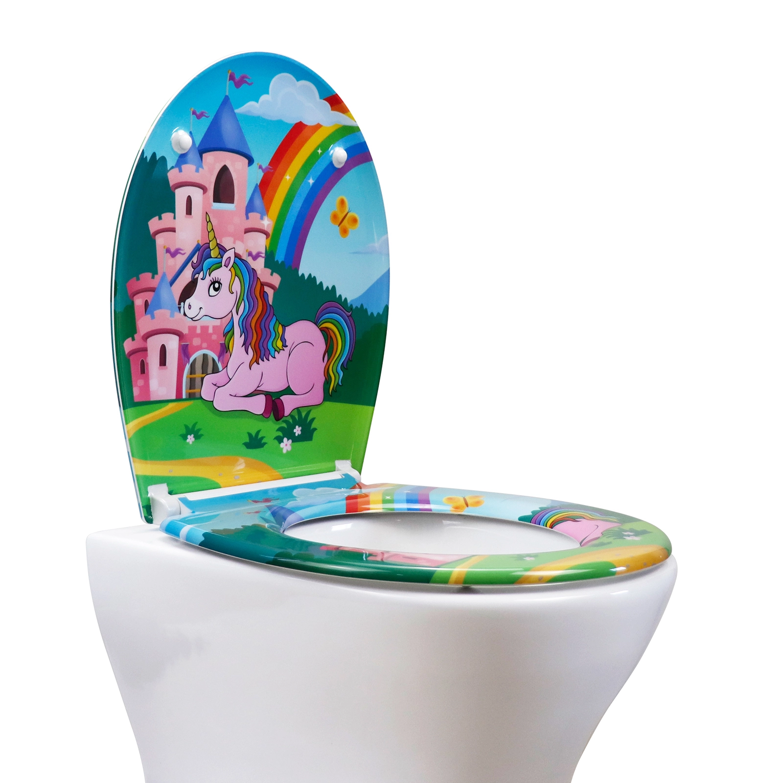 Assento sanitário Fanmitrk Soft Close com padrão de unicórnio fofo UF01-22 1