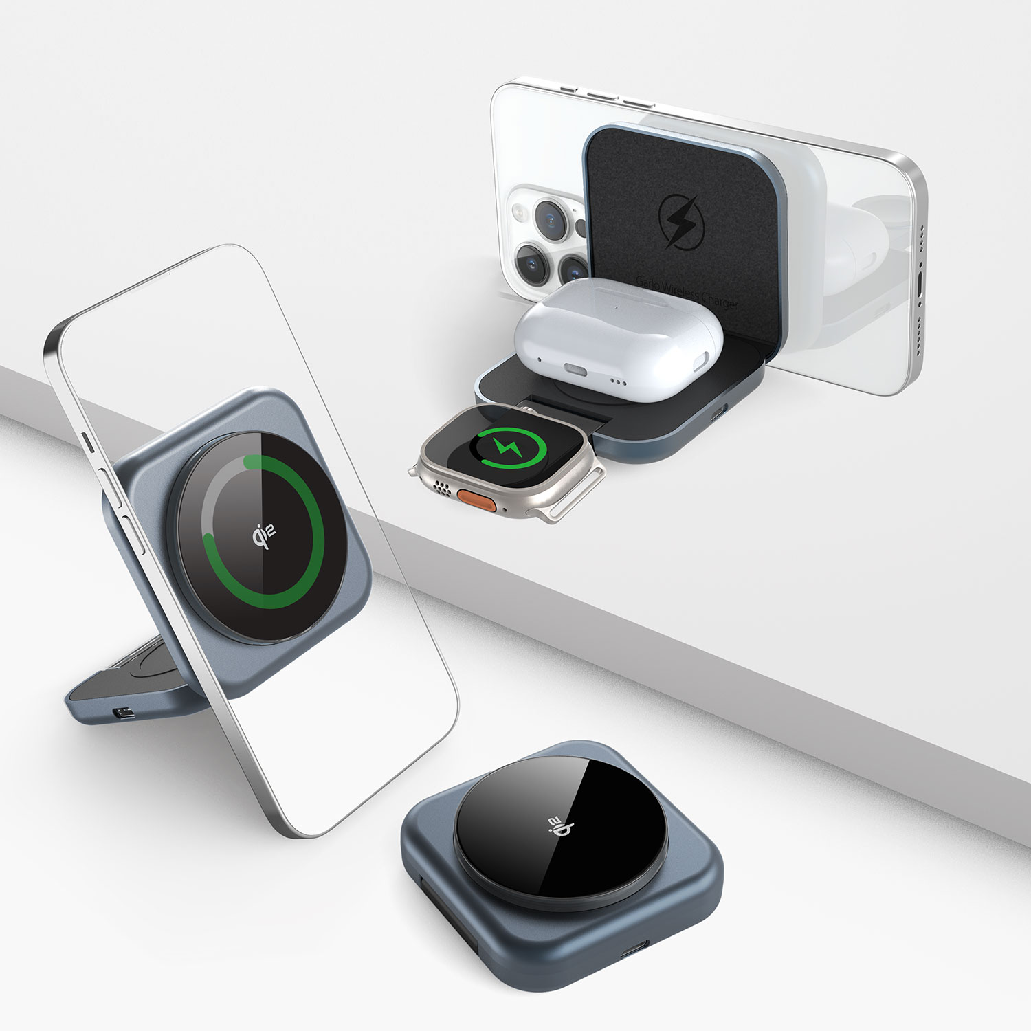 Chargeur sans fil magnétique Portable Qi2 3 en 1, 15W, pour IPhone 3W, iWatch 5W, Airpod, nouveau Design 2