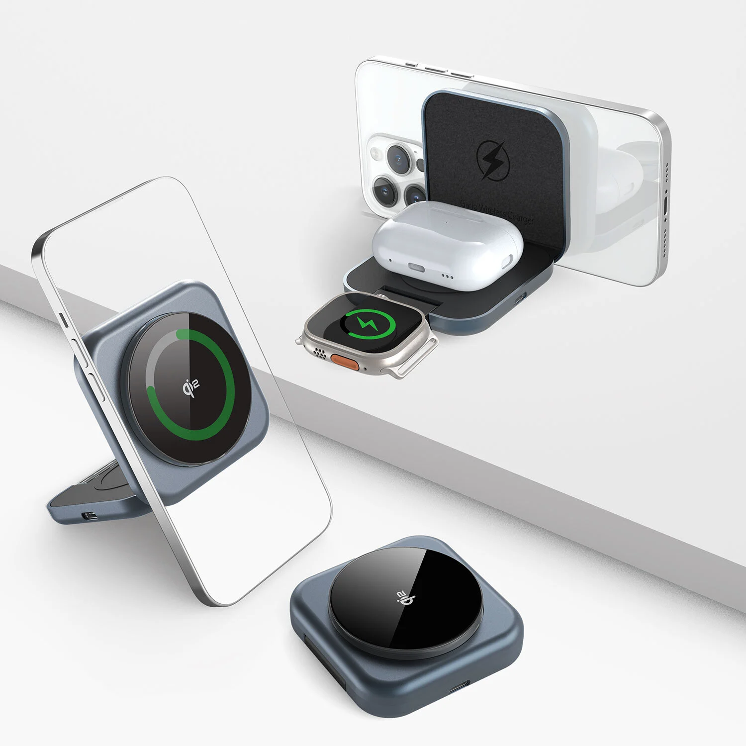 3 in 1 Apple Wireless Charger Aluminiumlegierung + Glas mit hohem Aluminiumoxidgehalt + ABS + PC - - 2