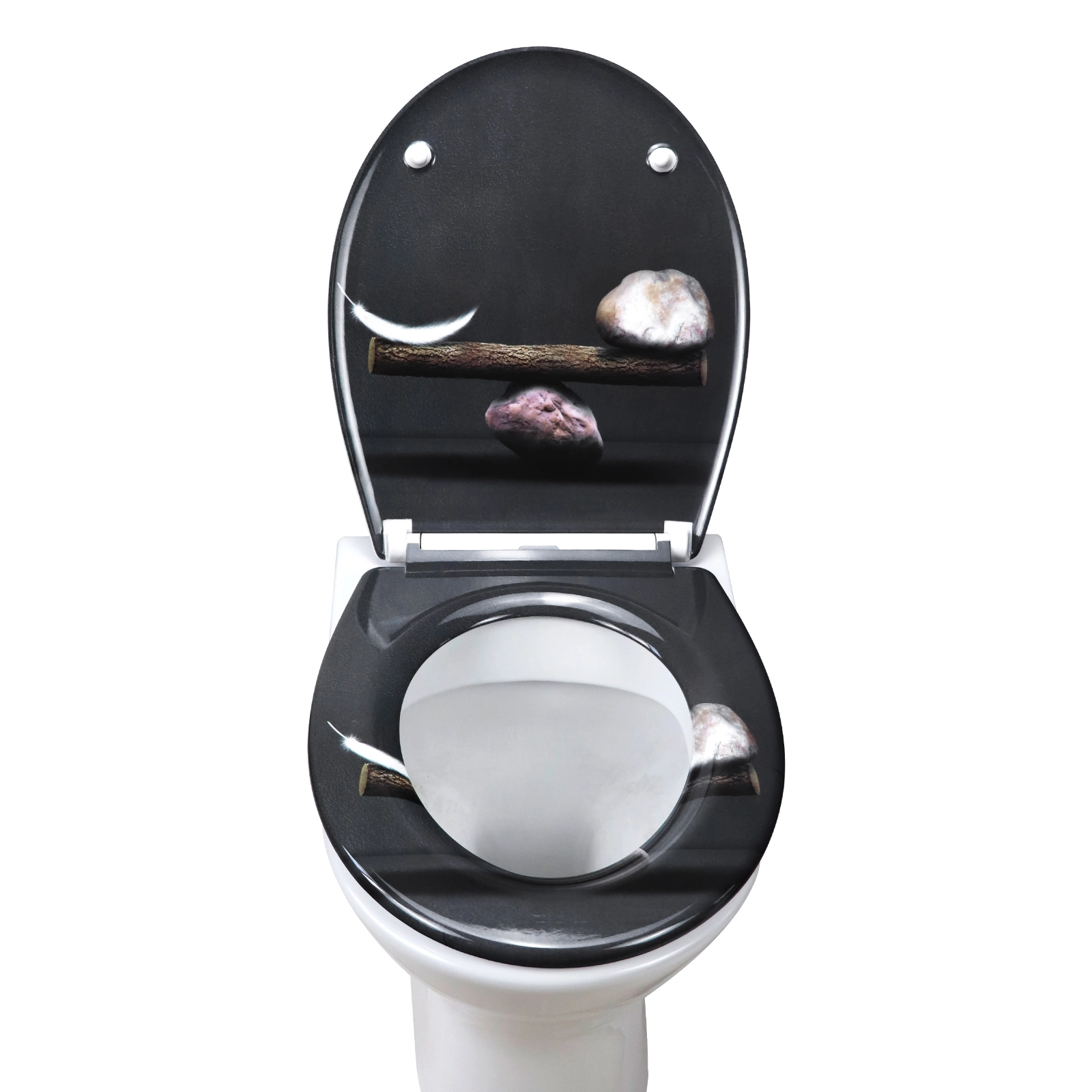 Fanmitrk  Duroplast Toilet Seat Wood & Feathers Pattern UF01-19 1