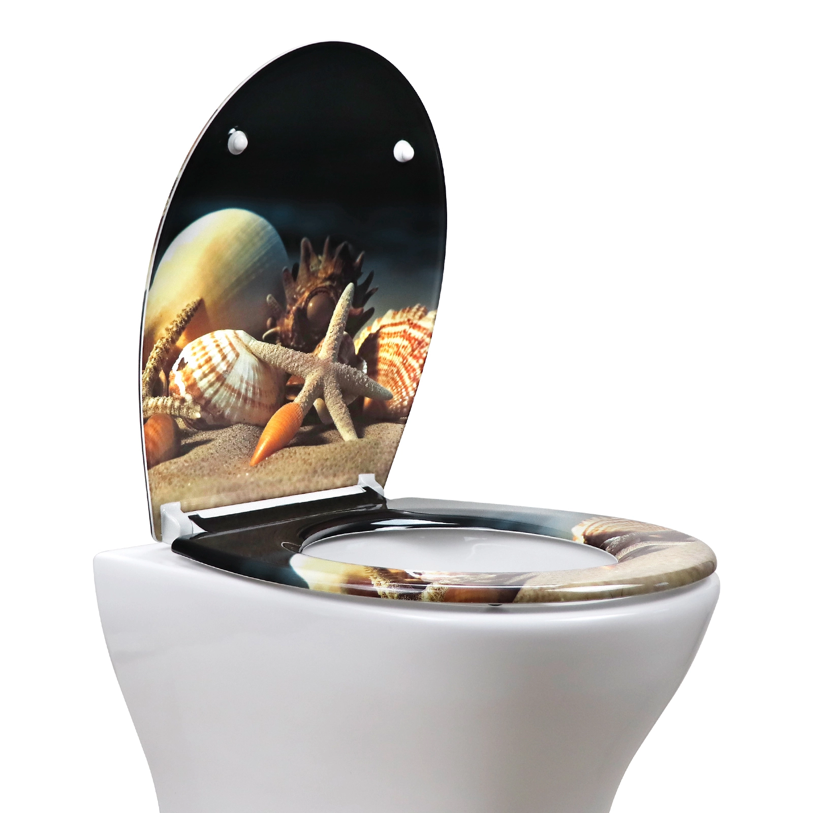 Fanmitrk Soft Close Toilet Seat Beach Starfish Pattern UF01-18 1