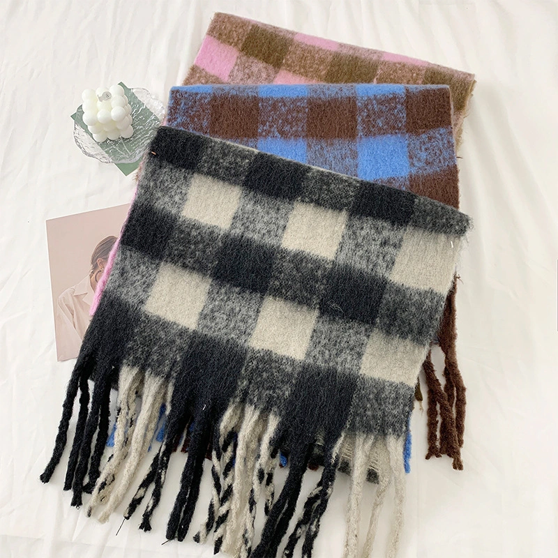 Winter Warmth Plaid Imitation Cashmere Scarf - Long, Thickened, Contrasting Colors 1