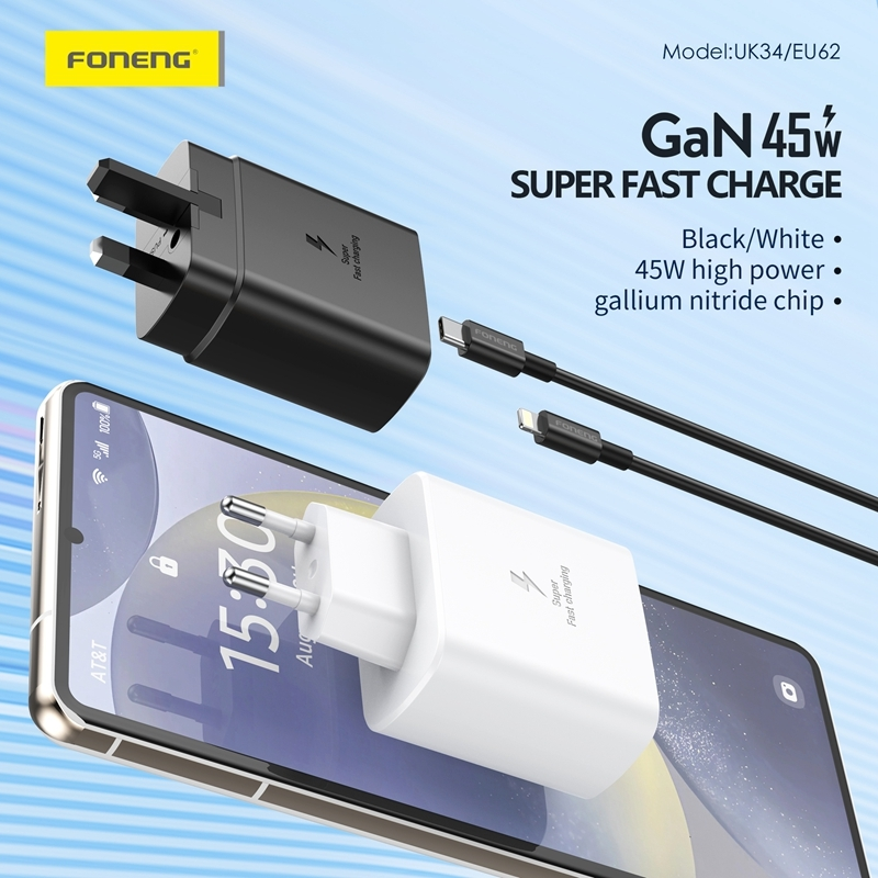 FONENG Fast Charging TypeC 45W GaN Charger EU62 19