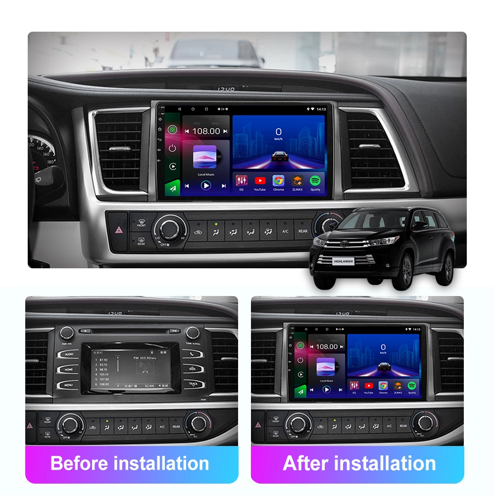 Cadre d'autoradio Android Jmance 10 pour Toyota Highlander 2013 - 2018 tableau de bord Carplay Auto Audio Gps Navigation Autoradio 1