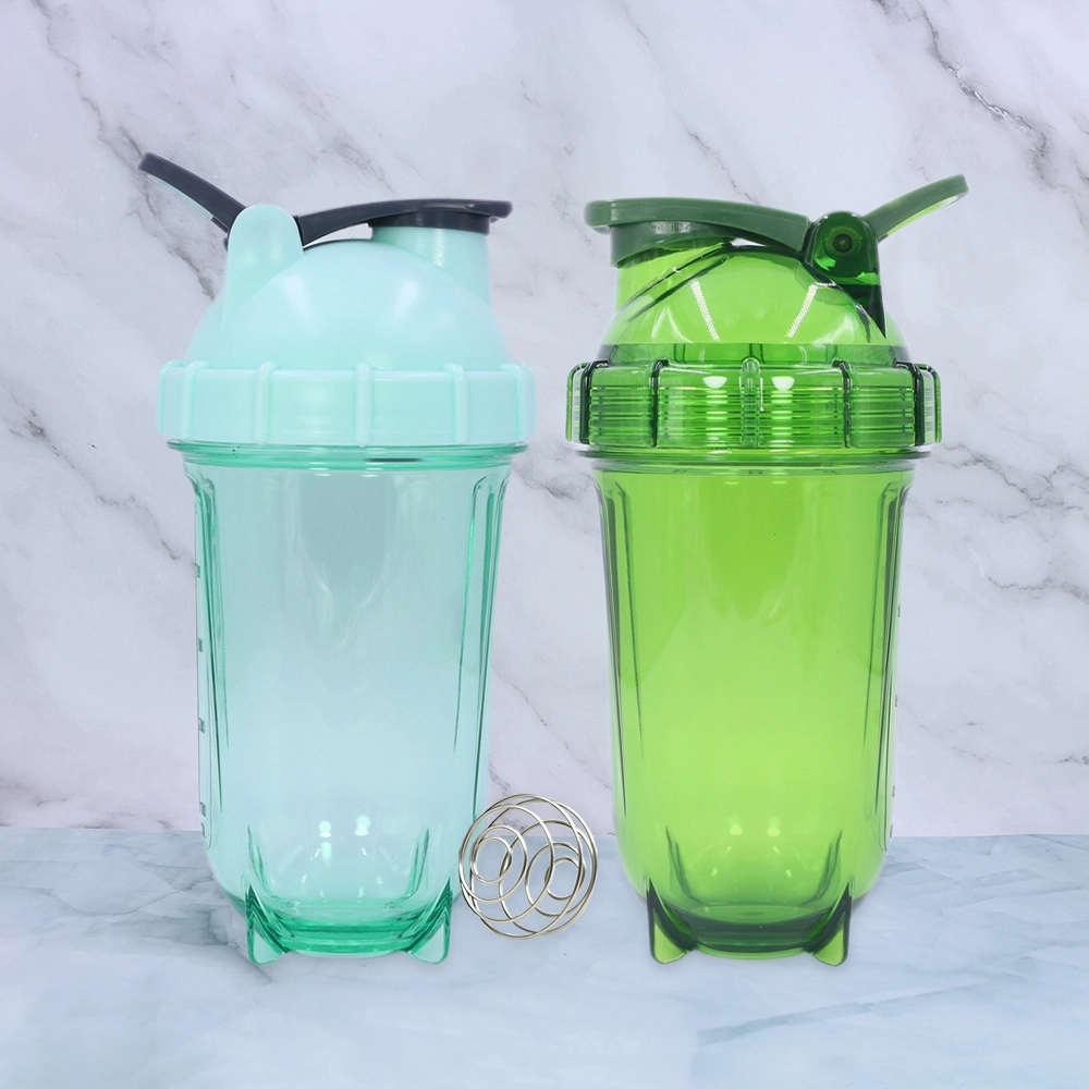 Novo design 500ml shaker de proteína copo transparente com bola misturadora de metal 1