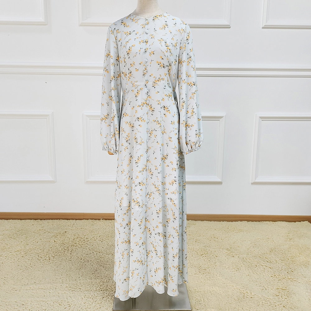 Impression en mousseline de soie de dubaï pour femmes, belle mode faite à la main avec robe intérieure modeste, 2024 1