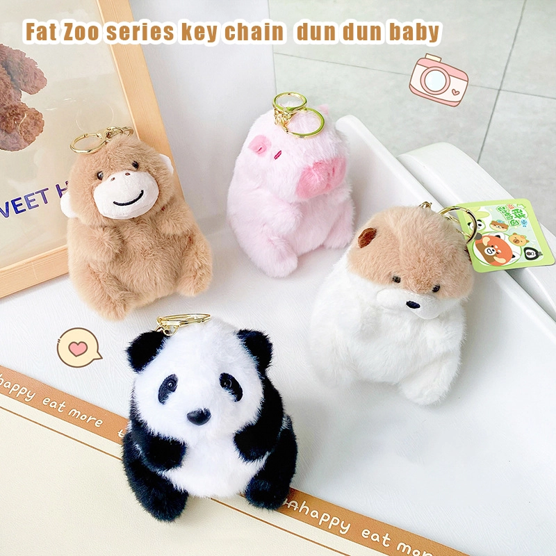 Plush wholesale chubby zoo series fabric doll buckle pier pier baby keychain accessories bag pendant 1