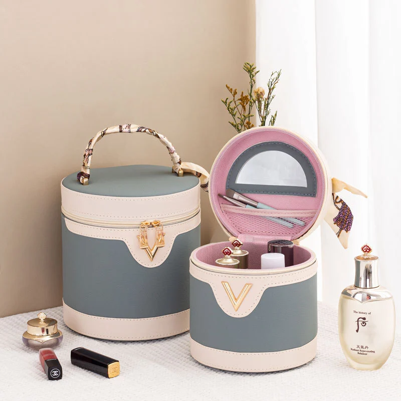 New woman makeup brush bucket lady large mirror cosmetic case travel waterproof fashion toiletry bag-1722665041088775 1