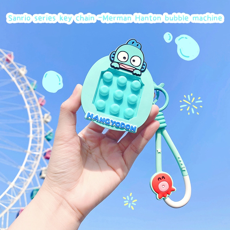 Genuine licensed Sanrio half-fisherman Hanton bubble machine pendant cartoon ugly fish bag lanyard doll keychain 1