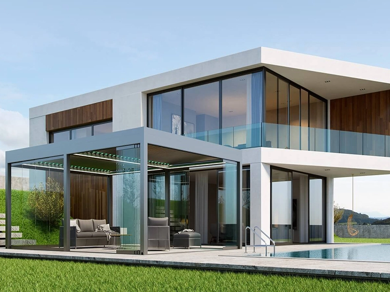Pérgola prefabricada bioclimatica de lamas motorizadas YONGDI tipo 3×3m 163 1