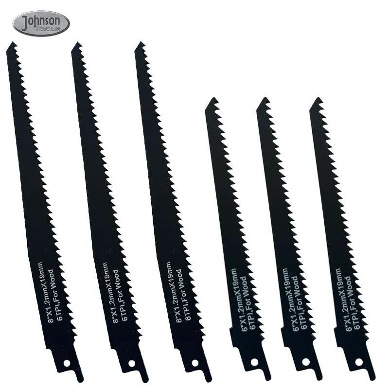 Johnson Tools 6 / 8 Lâminas de serra alternativa para corte de madeira - 6 TPI para cortes rápidos 1