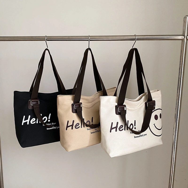 Beg tote kanvas perjalanan pelajar kasual Korea baharu beg bahu ketiak ringkas wanita Beg beli-belah trend fesyen-1722652231889795 1