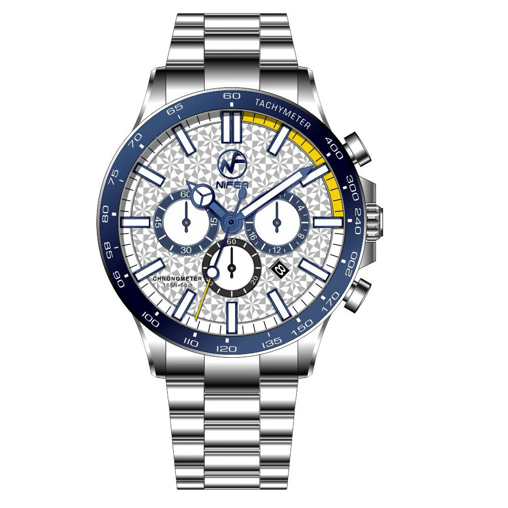 Orologio al quarzo in acciaio inossidabile da uomo impermeabile di alta qualità con cinturino in acciaio a sei pin multifunzionale giapponese di vendita caldo 1