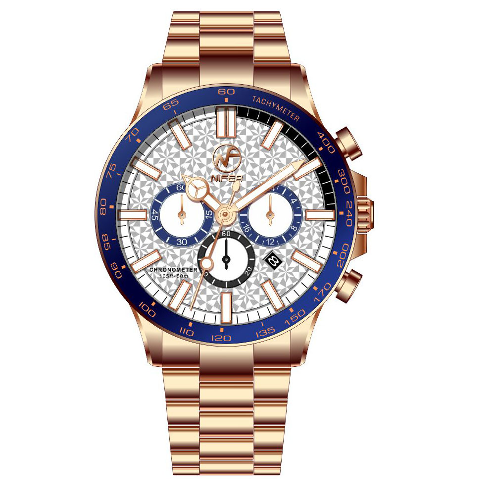 Orologio al quarzo in acciaio inossidabile da uomo impermeabile di alta qualità con cinturino in acciaio a sei pin multifunzionale giapponese di vendita caldo 5