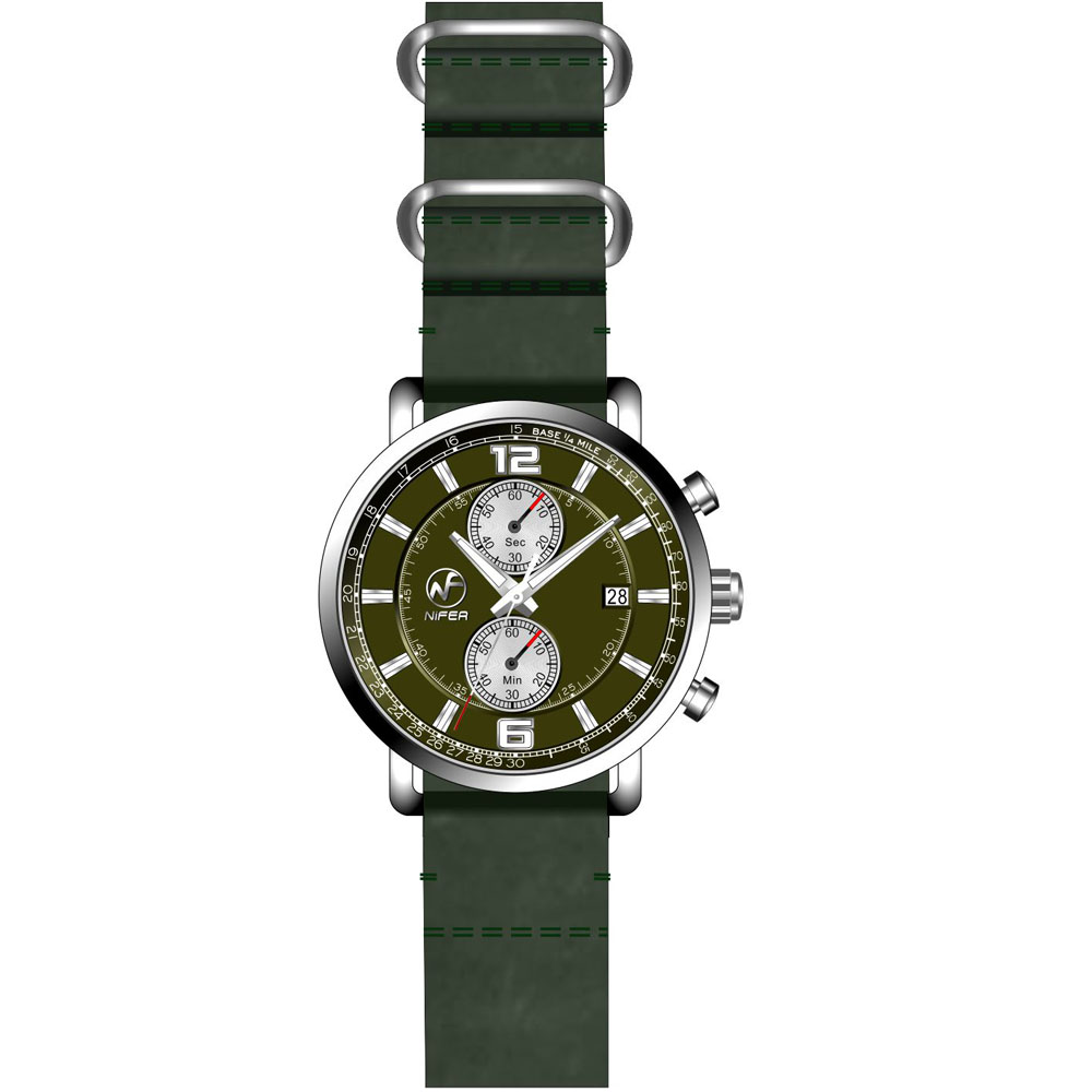 La venta caliente modificó el reloj multifuncional del reloj del calendario para requisitos particulares de la correa de cuero del cuarzo de la prenda impermeable de los hombres 2