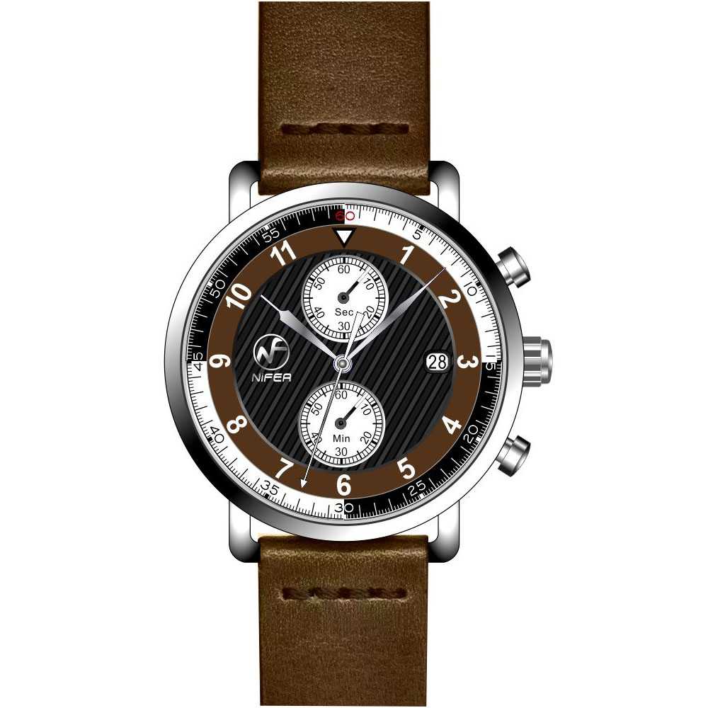 Montre polyvalente à mouvement à quartz avec bracelet en cuir minimaliste pour homme 3