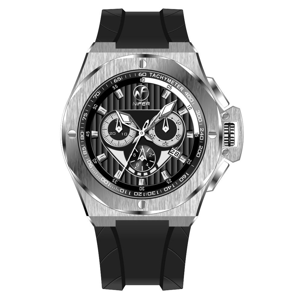 Herren-Zeitmessung, multifunktionale Sport-Silikon-Luxus-Quarz-Herrenuhr, wasserdichte Uhr 2